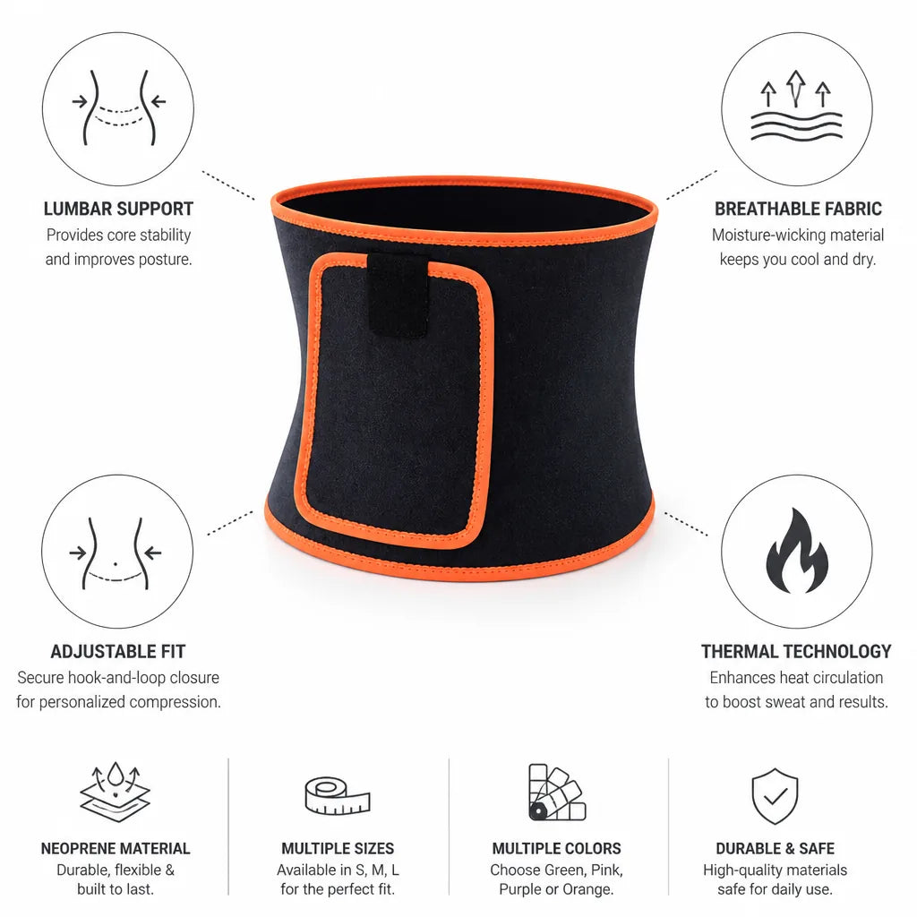 Waist Trainer Belt Breathable Neoprene Thermal Sweat-Boosting Lumbar Support