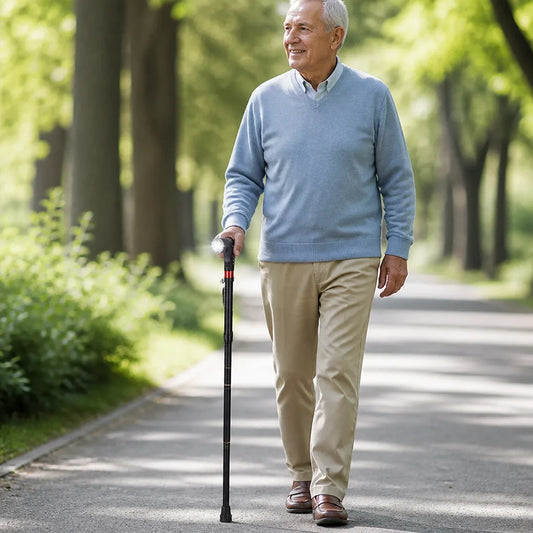 Walking Cane Foldable LED Light & Emergency Alarm