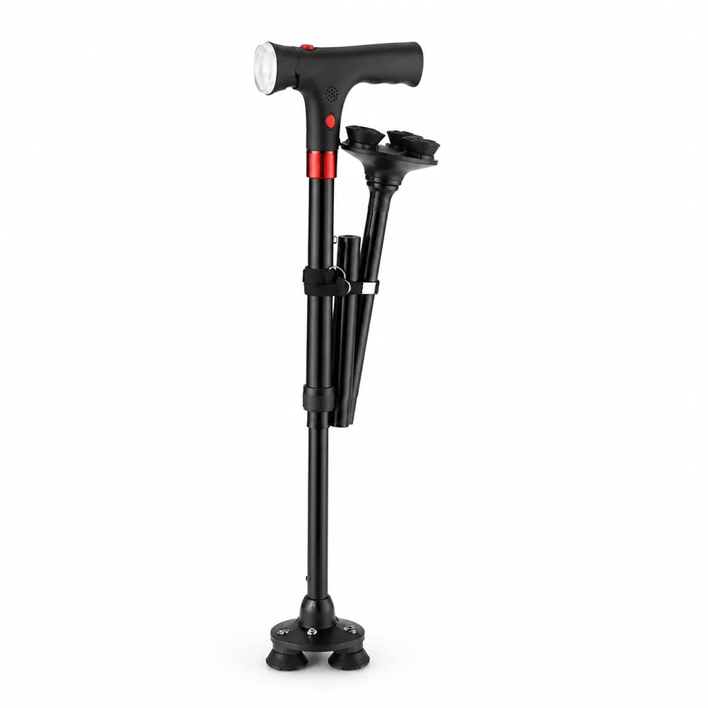 Walking Cane Non-Slip Base LED Light & SOS Alarm