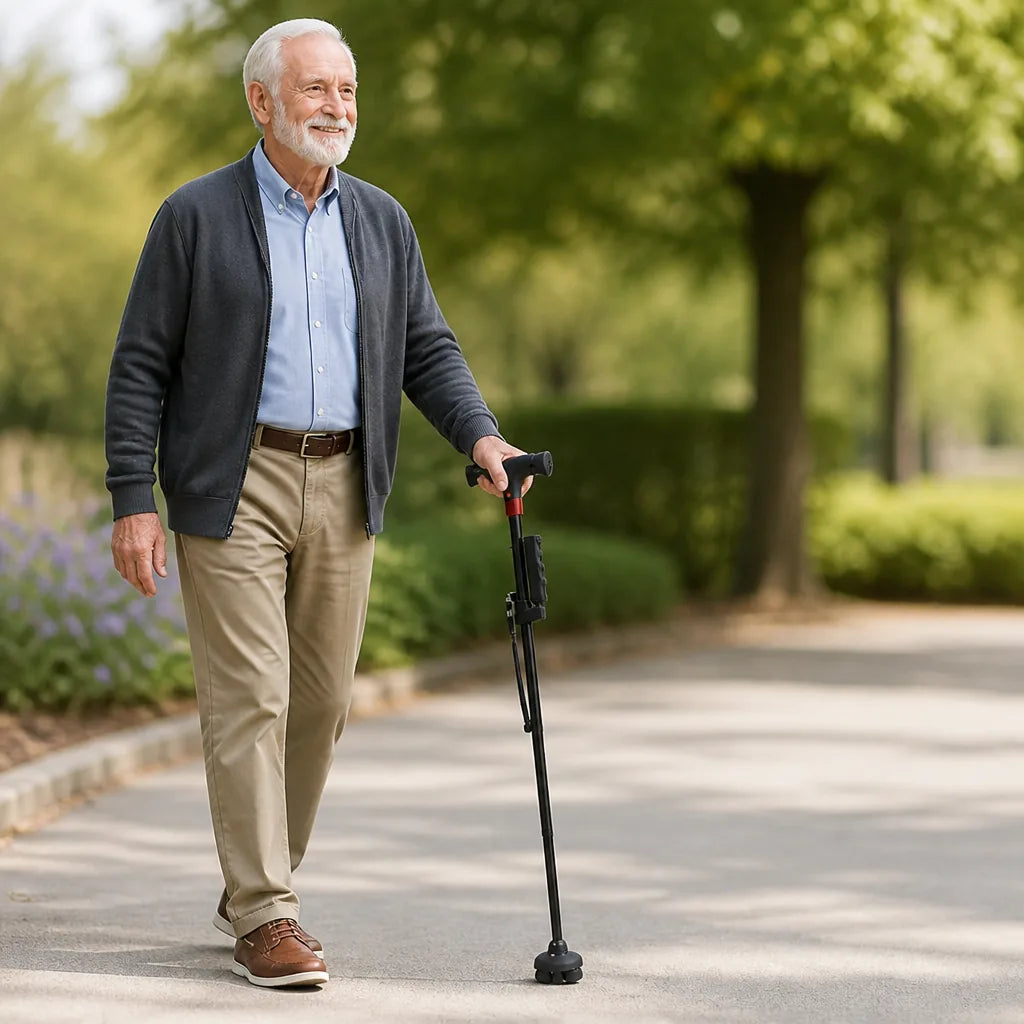 Walking Cane Telescopic LED Light & Emergency Alarm