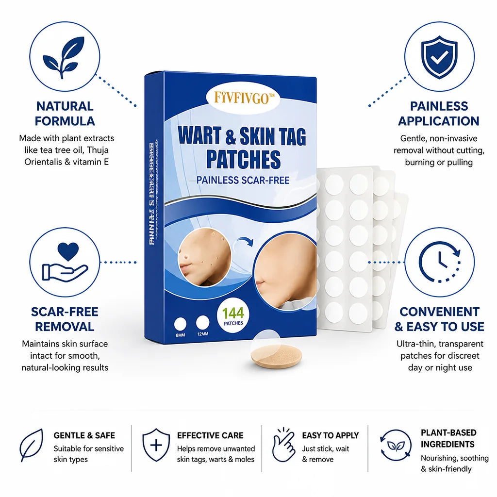 Wart & Skin Tag Patches Painless Scar-Free 144 Pack