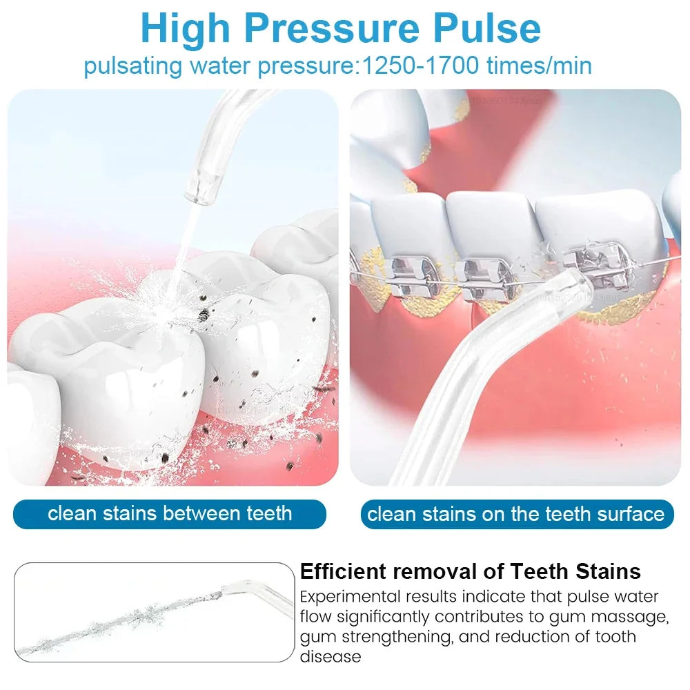 Water Flosser Adjustable Pressure 800ml Anti-Leak Tank