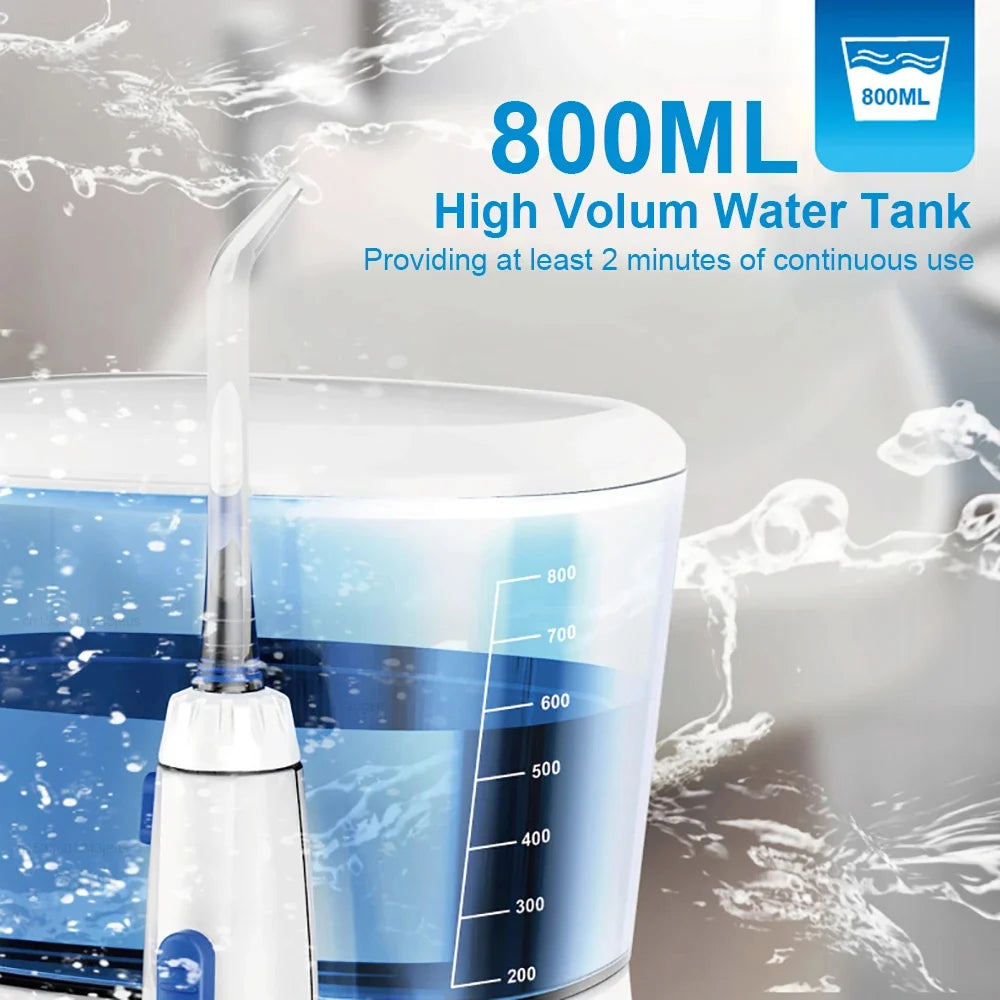 Water Flosser Adjustable Pressure 800ml Anti-Leak Tank