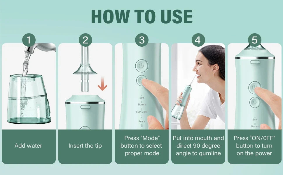 Water Flosser Cordless USB Rechargeable Waterproof