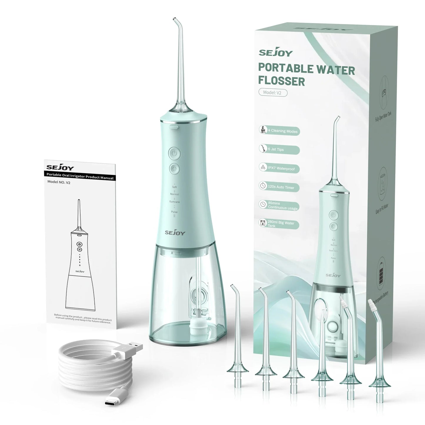 Water Flosser Cordless USB Rechargeable Waterproof