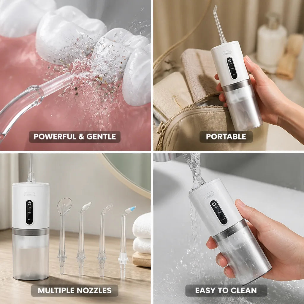 Water Flosser Portable Powerful & Gentle Interchangeable Nozzles