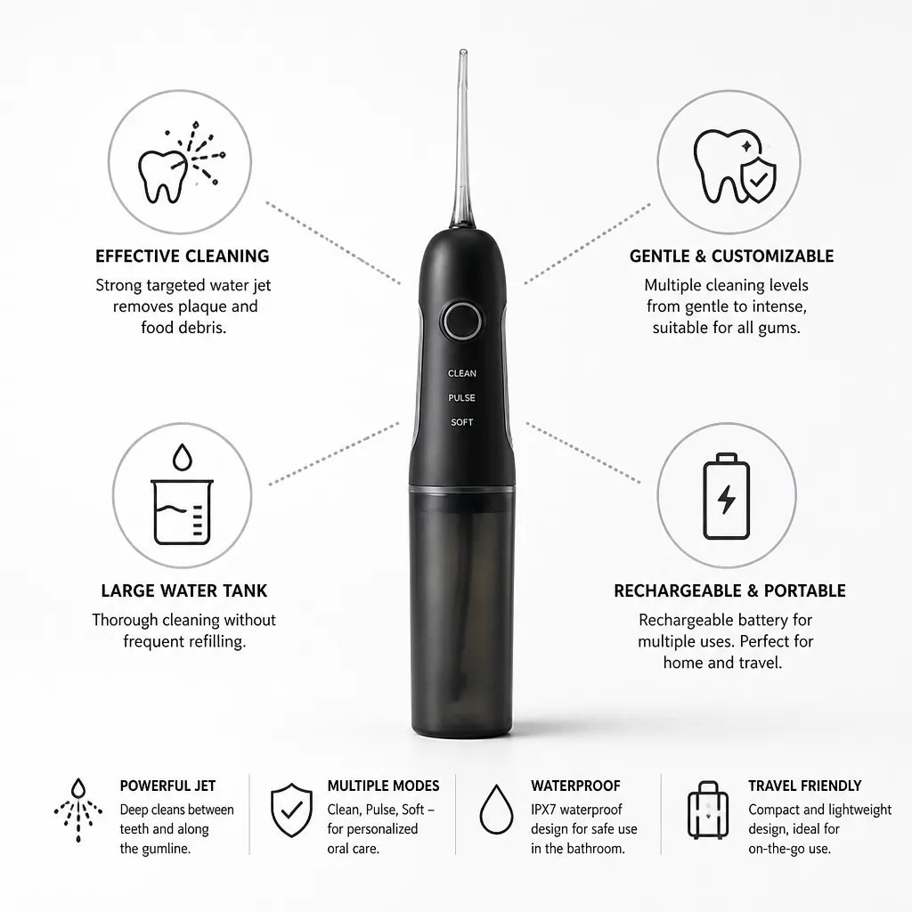 Water Flosser Powerful Targeted Jet Rechargeable Large Tank