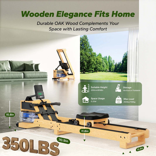 Water Rower 12-Blade Water Resistance Solid Oak Frame