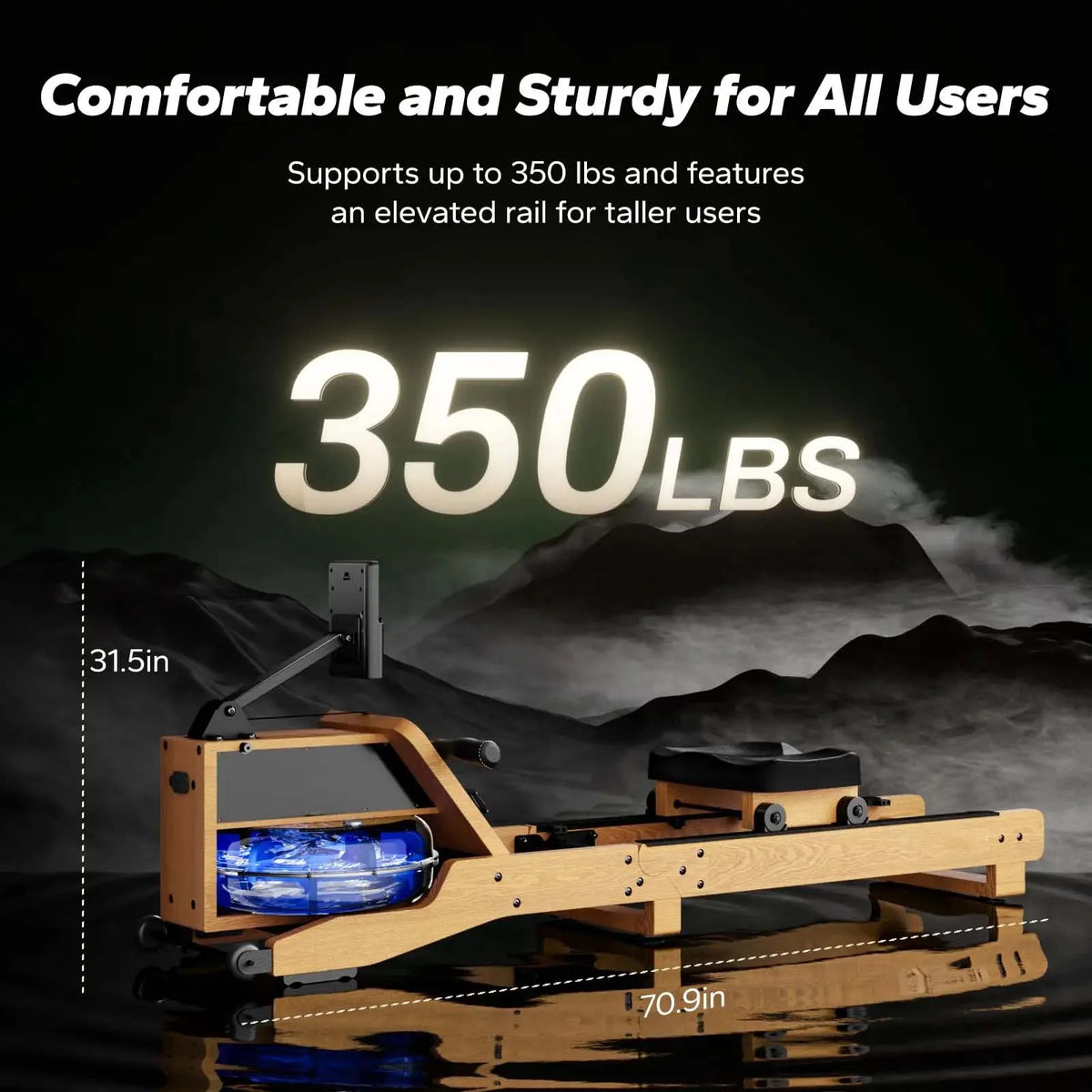 Water Rower 12-Blade Water Resistance Solid Oak Frame