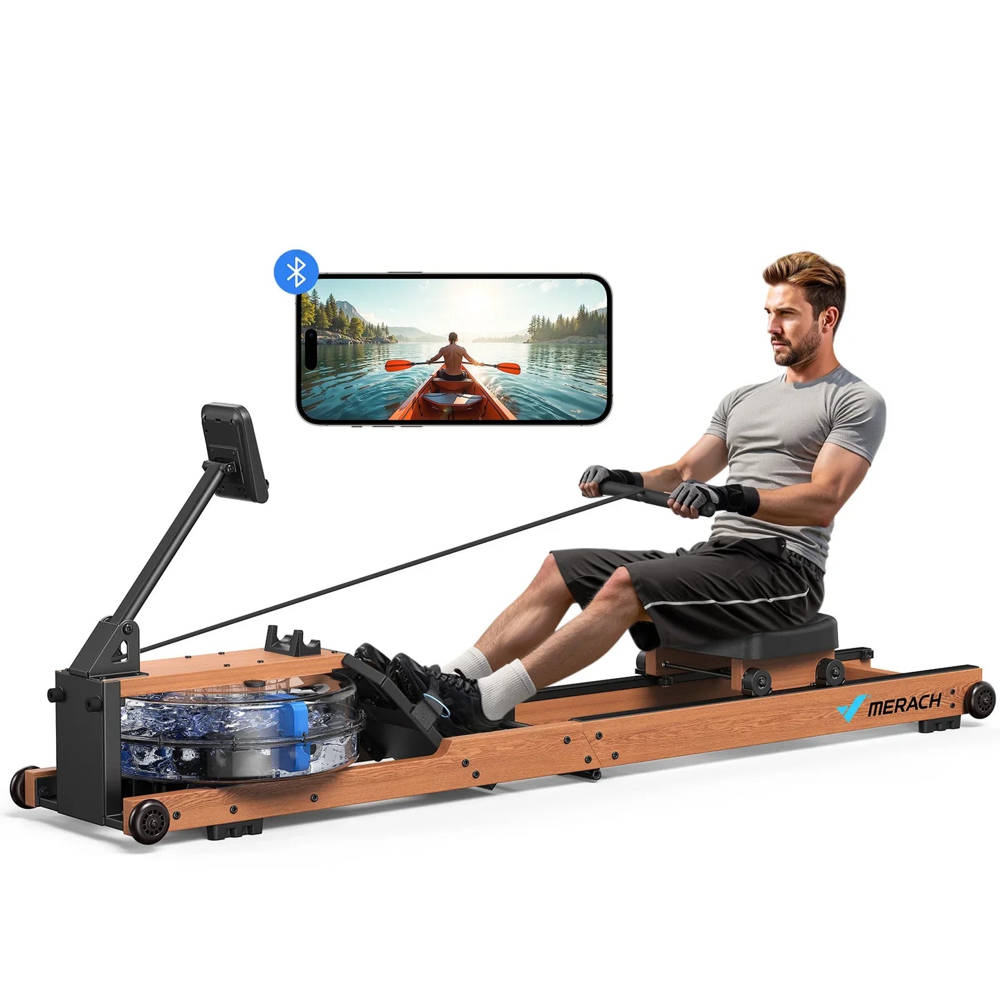 Water Rower Foldable Solid Wood Bluetooth Monitor