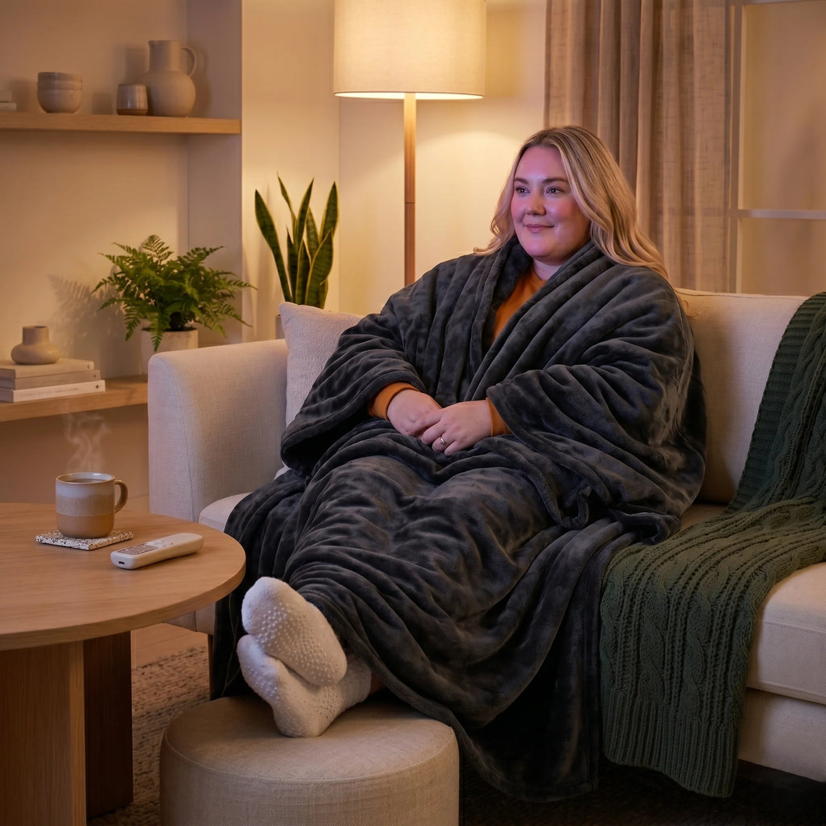 Wearable Blanket Oversized Plush Fleece & Pockets