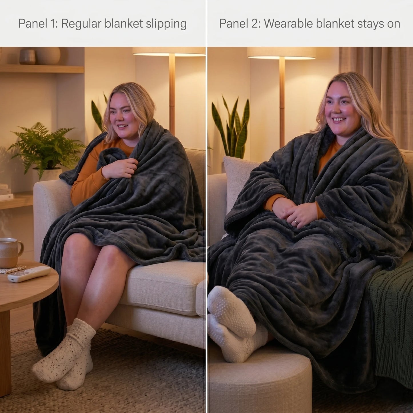 Wearable Blanket Oversized Plush Fleece & Pockets