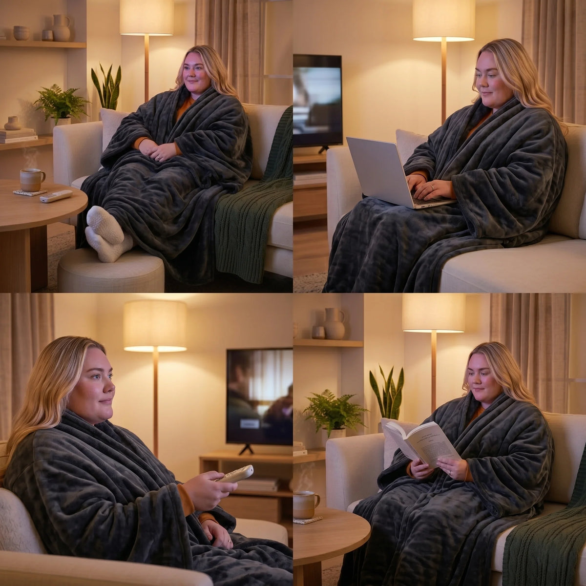 Wearable Blanket Oversized Plush Fleece & Pockets