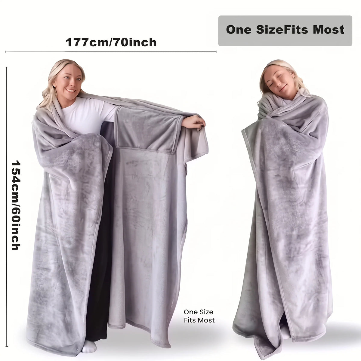 Wearable Blanket Oversized Plush Fleece & Pockets