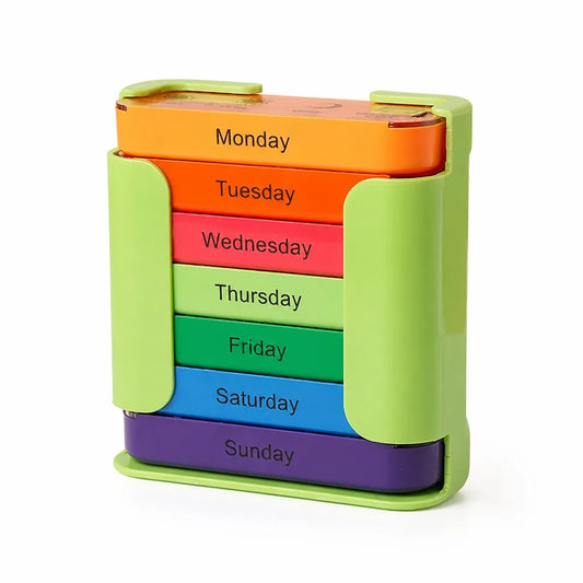 Weekly Pill Organizer Color-Coded & Portable
