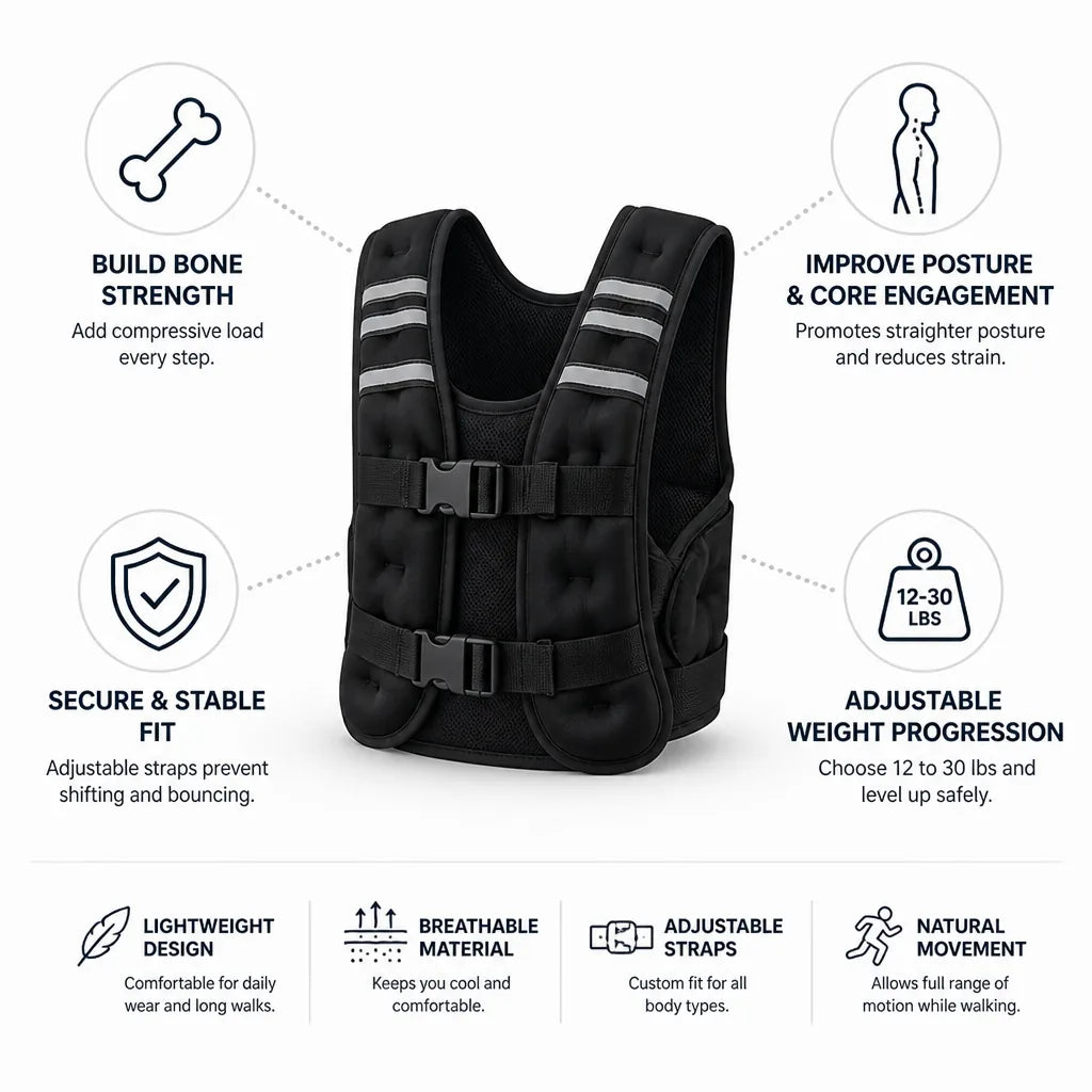 Weighted Walking Vest Adjustable Up To 30lb Secure Straps