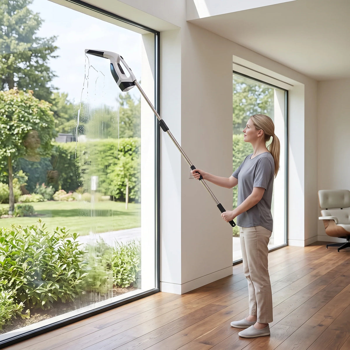 Window Vacuum Cleaner Cordless Telescopic Handle & Squeegee