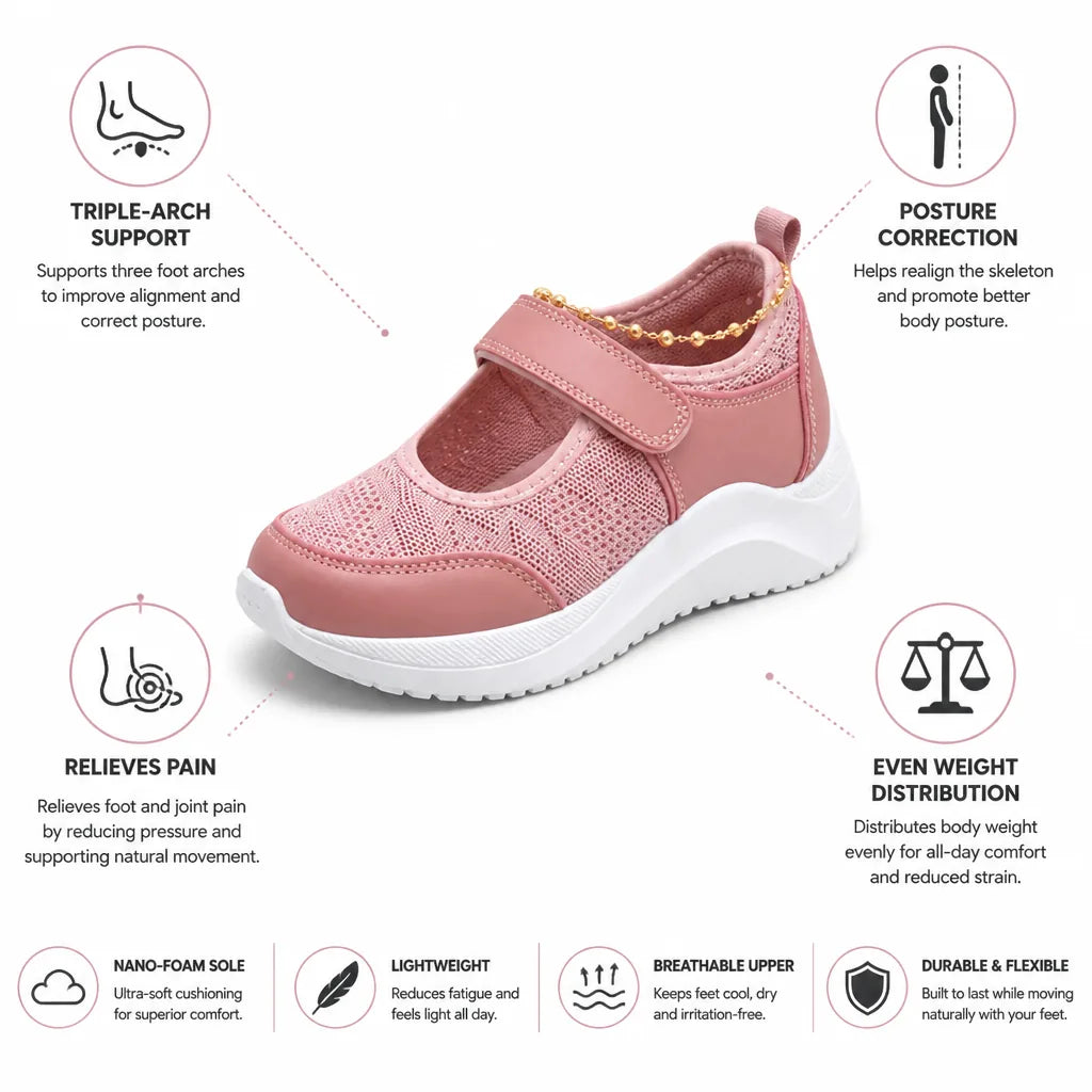 Women's Orthopedic Shoes Triple-Arch Support Nano-Foam Sole