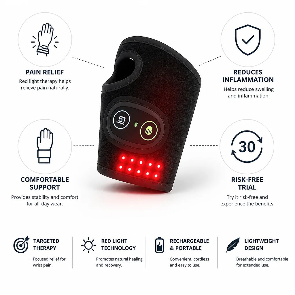 Wrist Brace Red Light Therapy Pain Relief