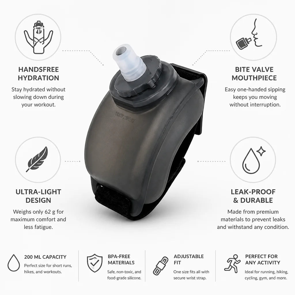 Wrist Hydration Bottle Handsfree Bite Valve 200 ml