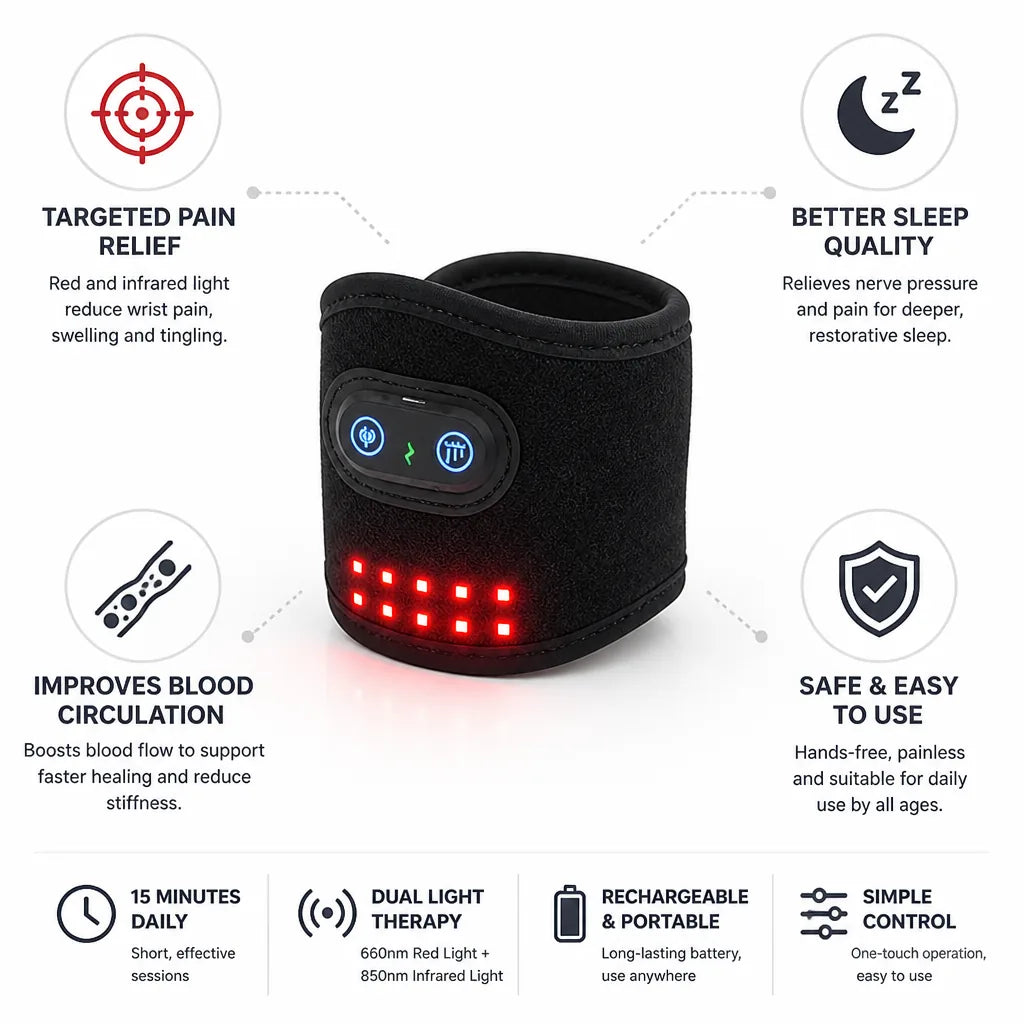 Wrist Light Therapy Wrap Red & Infrared Pain Relief