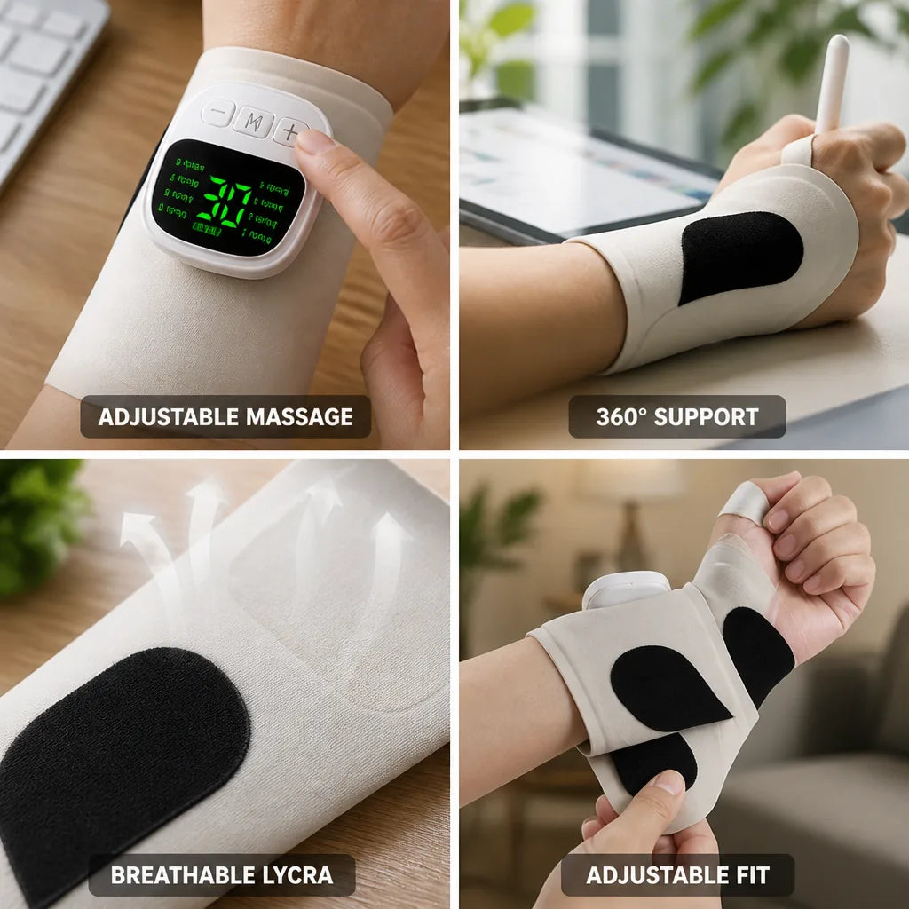 Wrist Massager Adjustable 360° Support Breathable Lycra