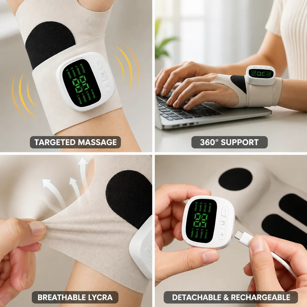 Wrist Massager Adjustable Massage 360° Support Breathable Lycra