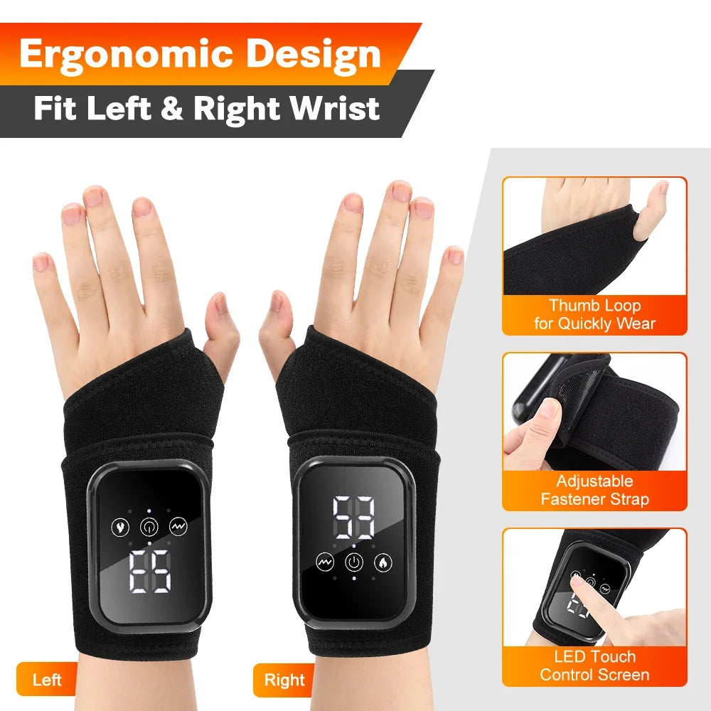 Wrist Massager Heat & Vibration Adjustable Strap
