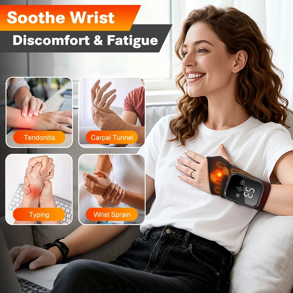 Wrist Massager Heat & Vibration Adjustable Strap