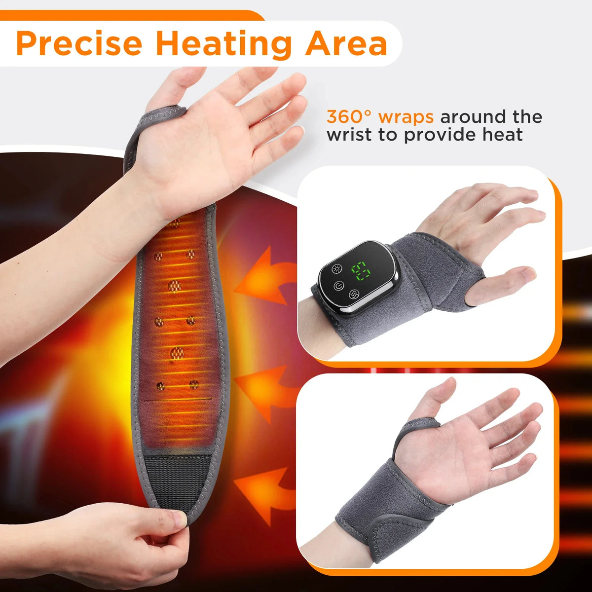 Wrist Massager Heat & Vibration Adjustable Strap