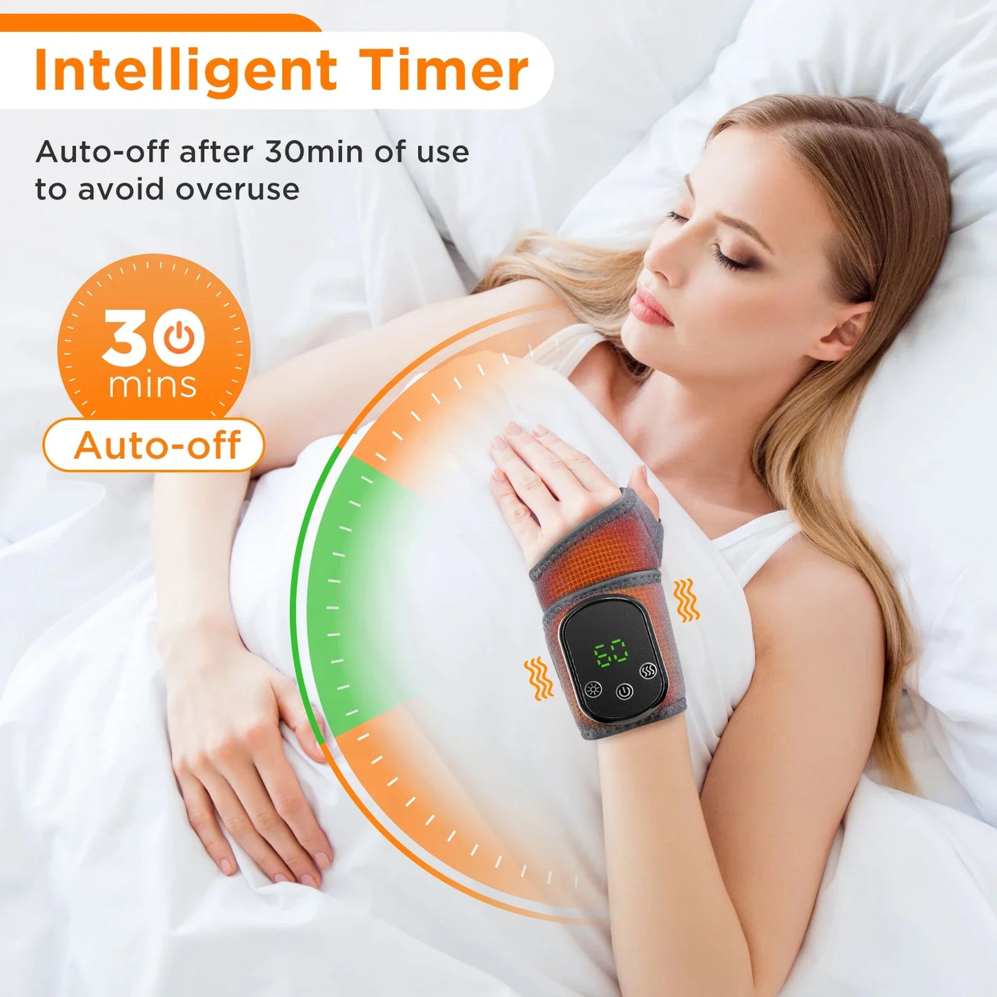 Wrist Massager Heat & Vibration Adjustable Strap