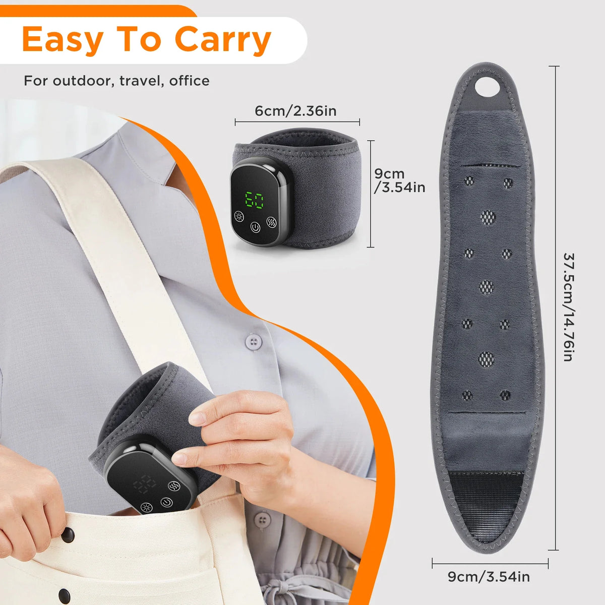 Wrist Massager Heat & Vibration Adjustable Strap