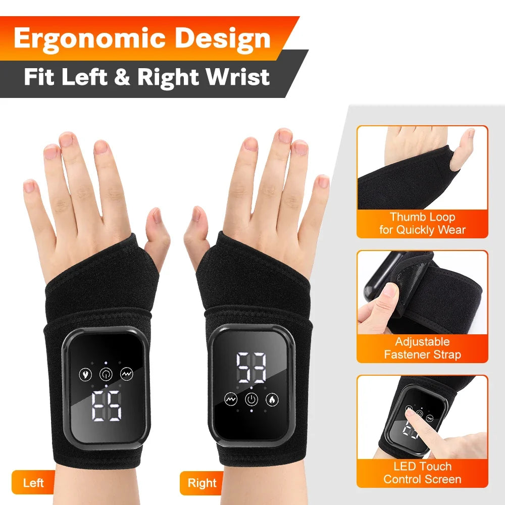 Wrist Massager Heat & Vibration Adjustable Strap
