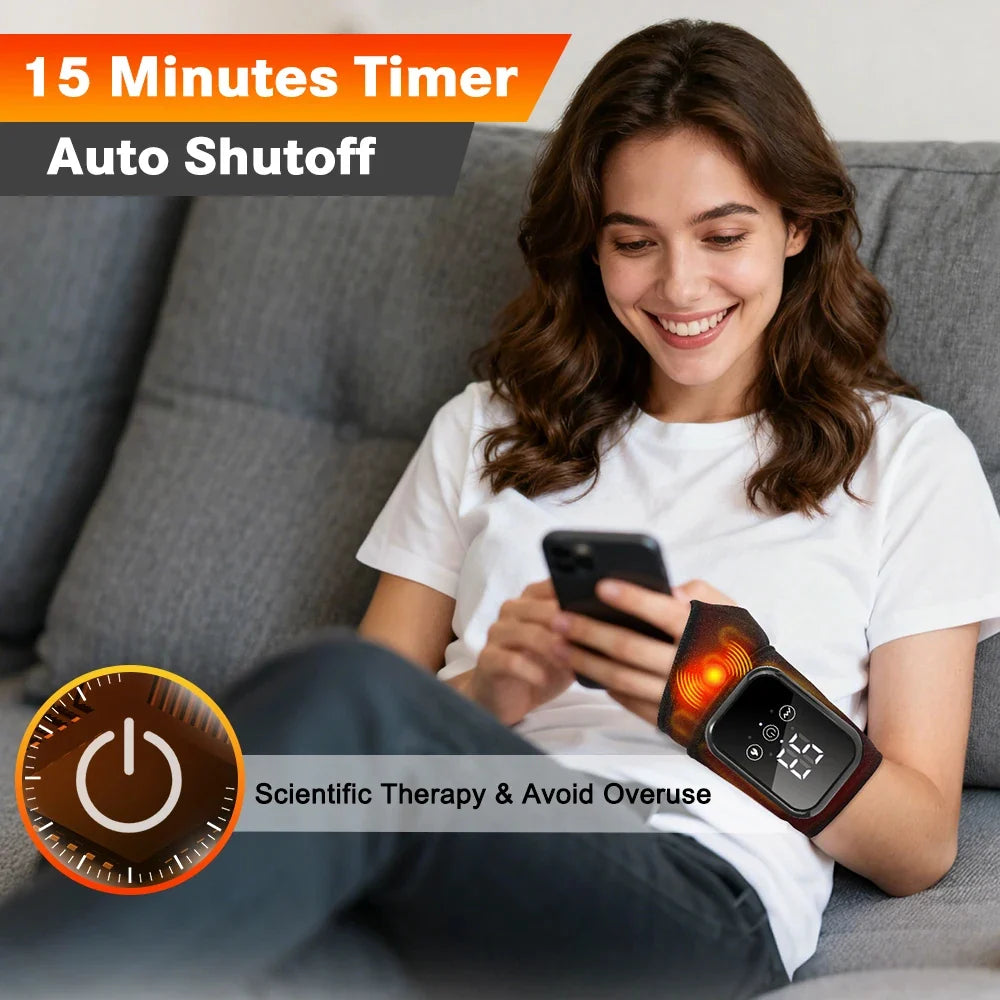 Wrist Massager Heat & Vibration Adjustable Strap
