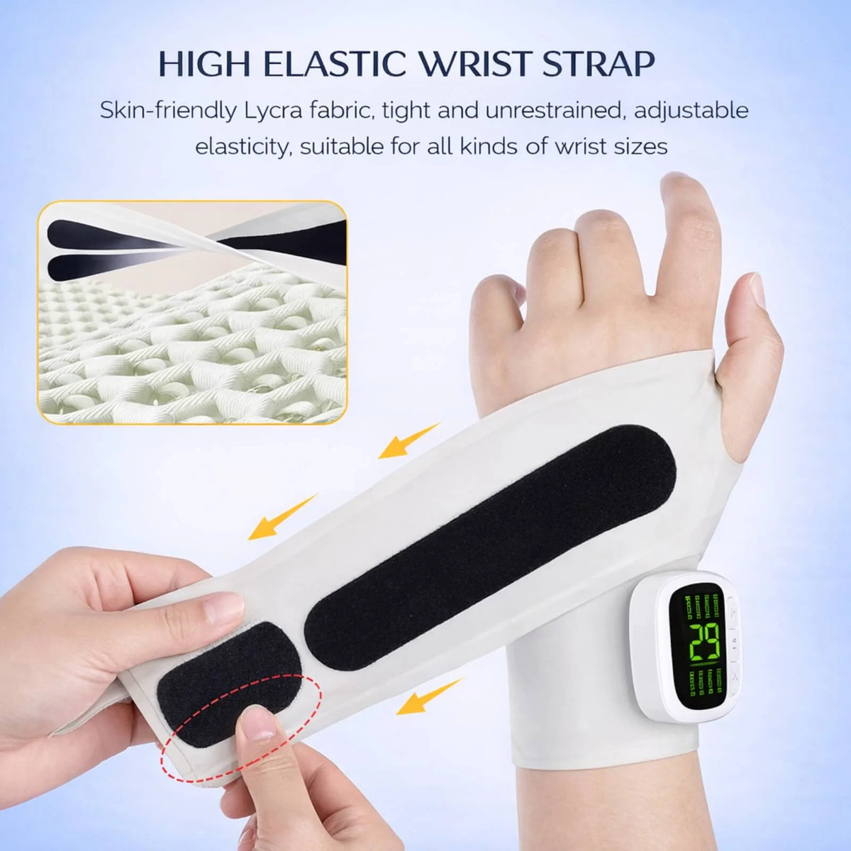 Wrist Support Wrap Adjustable Compression & Rechargeable Massage