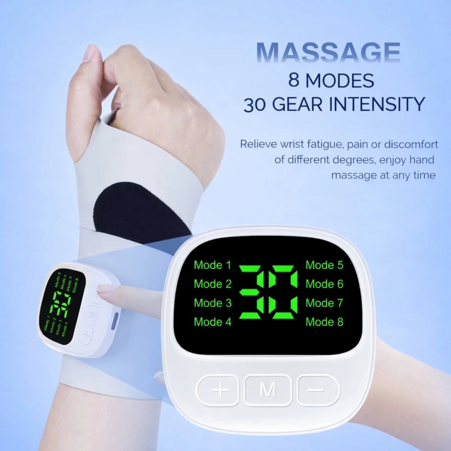 Wrist Support Wrap Adjustable Compression & Rechargeable Massage