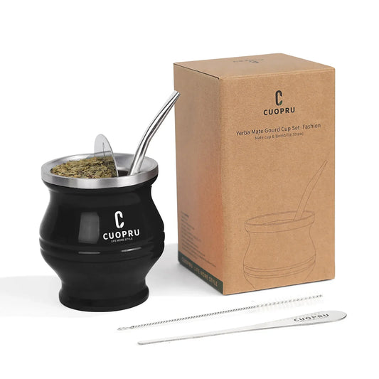 Yerba Mate Cup Double-Wall Stainless Steel With Bombilla Straw