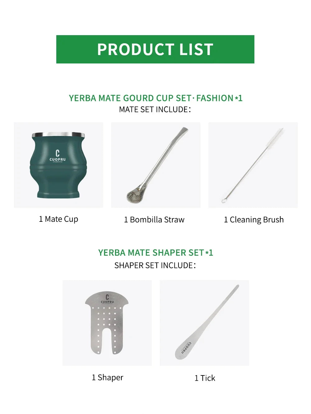 Yerba Mate Cup Double-Wall Stainless Steel With Bombilla Straw