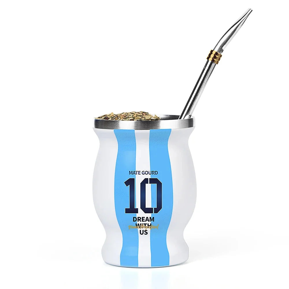Yerba Mate Cup Set Stainless Steel Bombilla & Brush