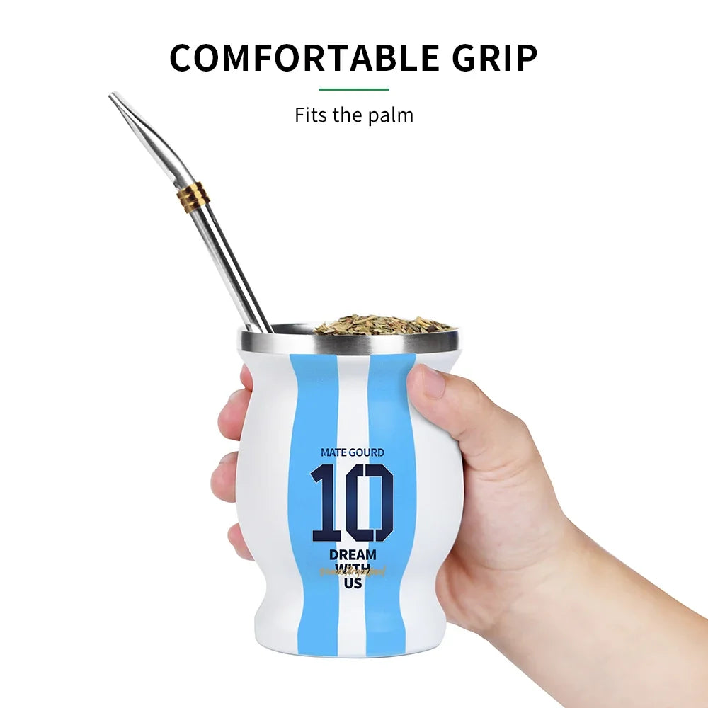 Yerba Mate Cup Set Stainless Steel Bombilla & Brush