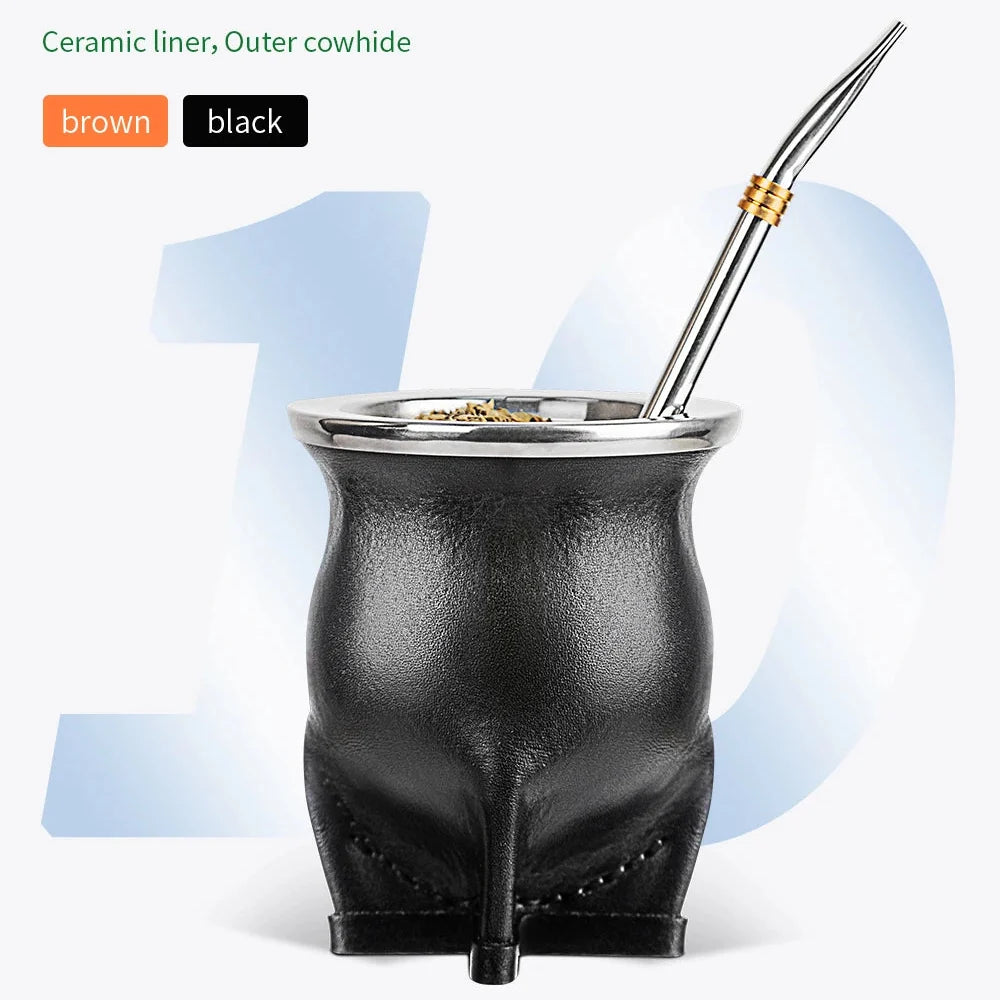 Yerba Mate Gourd Porcelain With Straw & Brush
