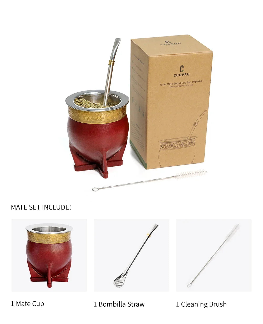 Yerba Mate Set Stainless Steel Reusable Bombilla & Brush