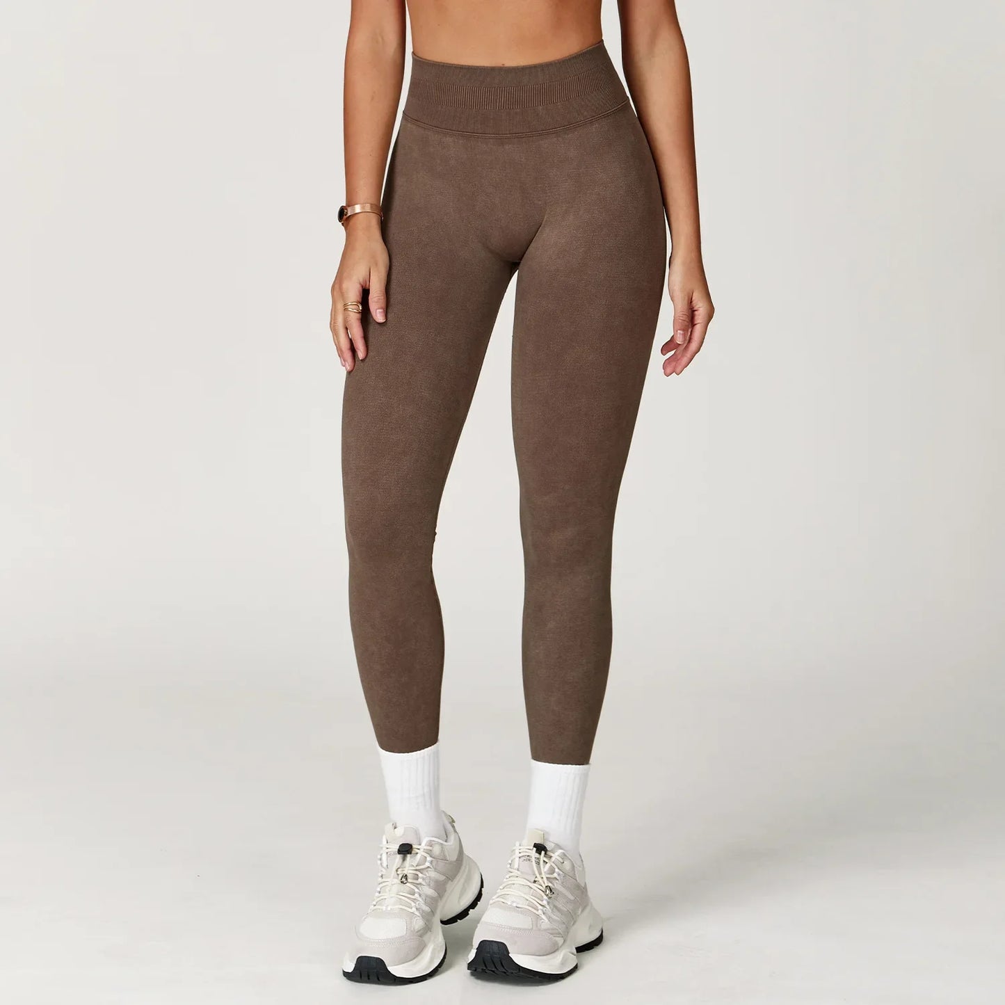 Yoga Leggings Seamless Ribbed High-Waist Ankle-Length