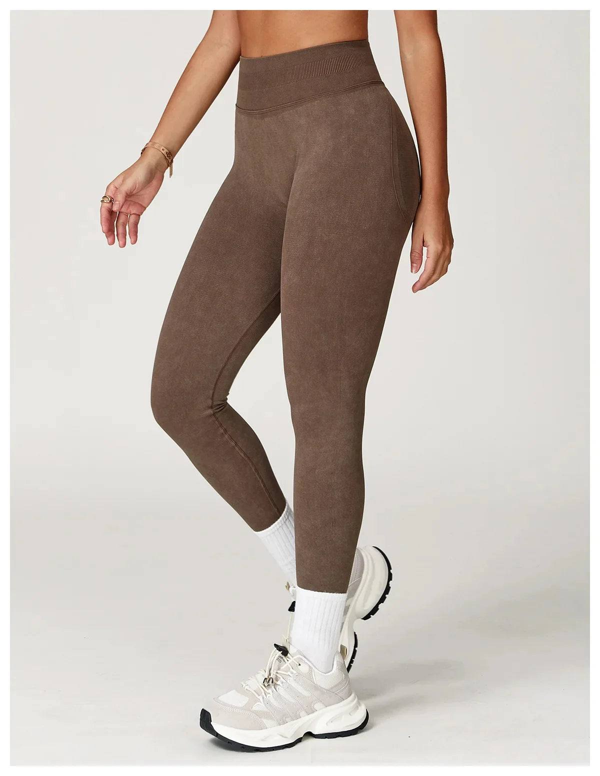 Yoga Leggings Seamless Ribbed High-Waist Ankle-Length