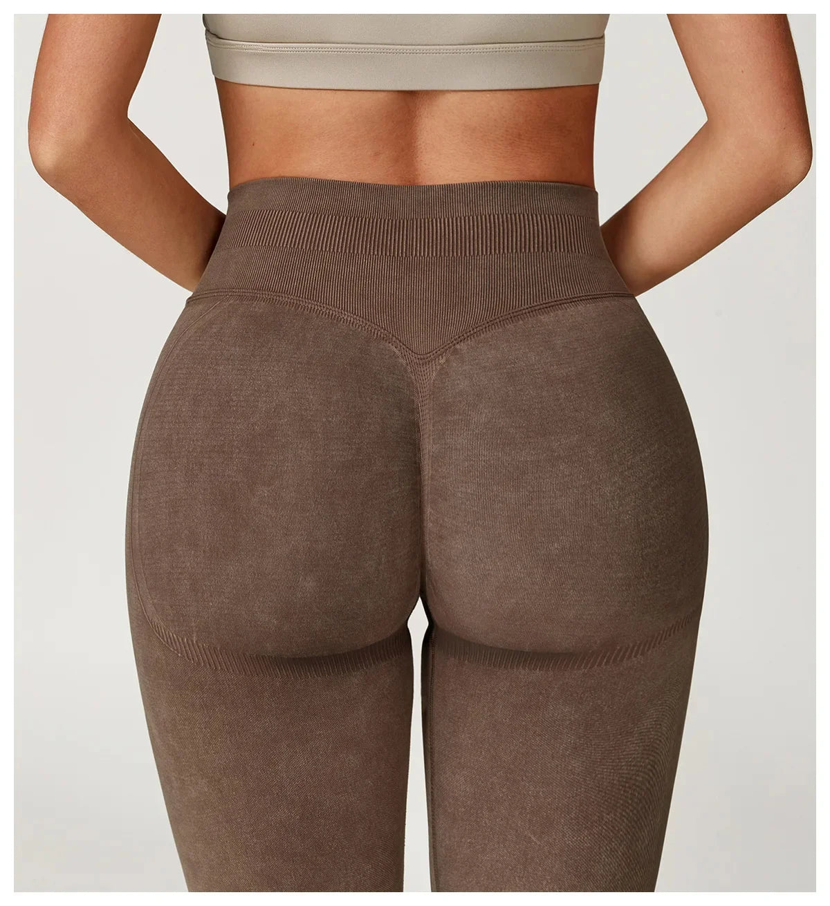 Yoga Leggings Seamless Ribbed High-Waist Ankle-Length