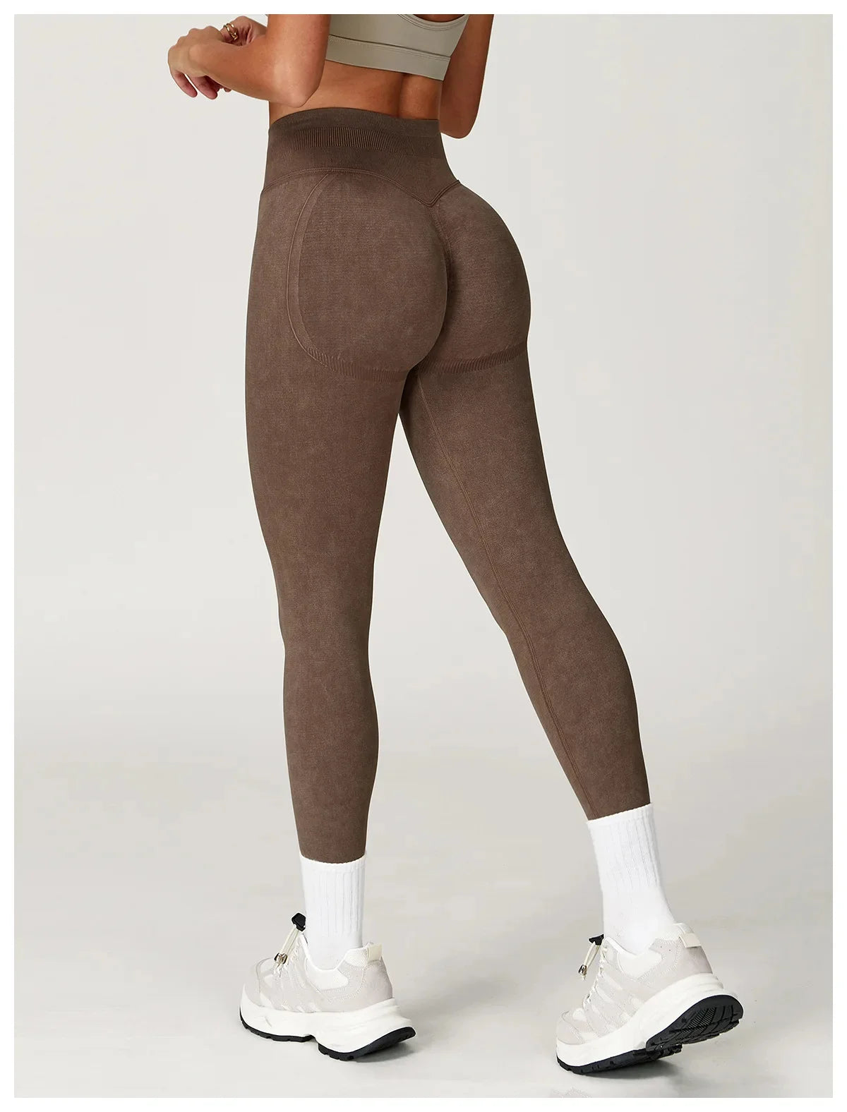 Yoga Leggings Seamless Ribbed High-Waist Ankle-Length