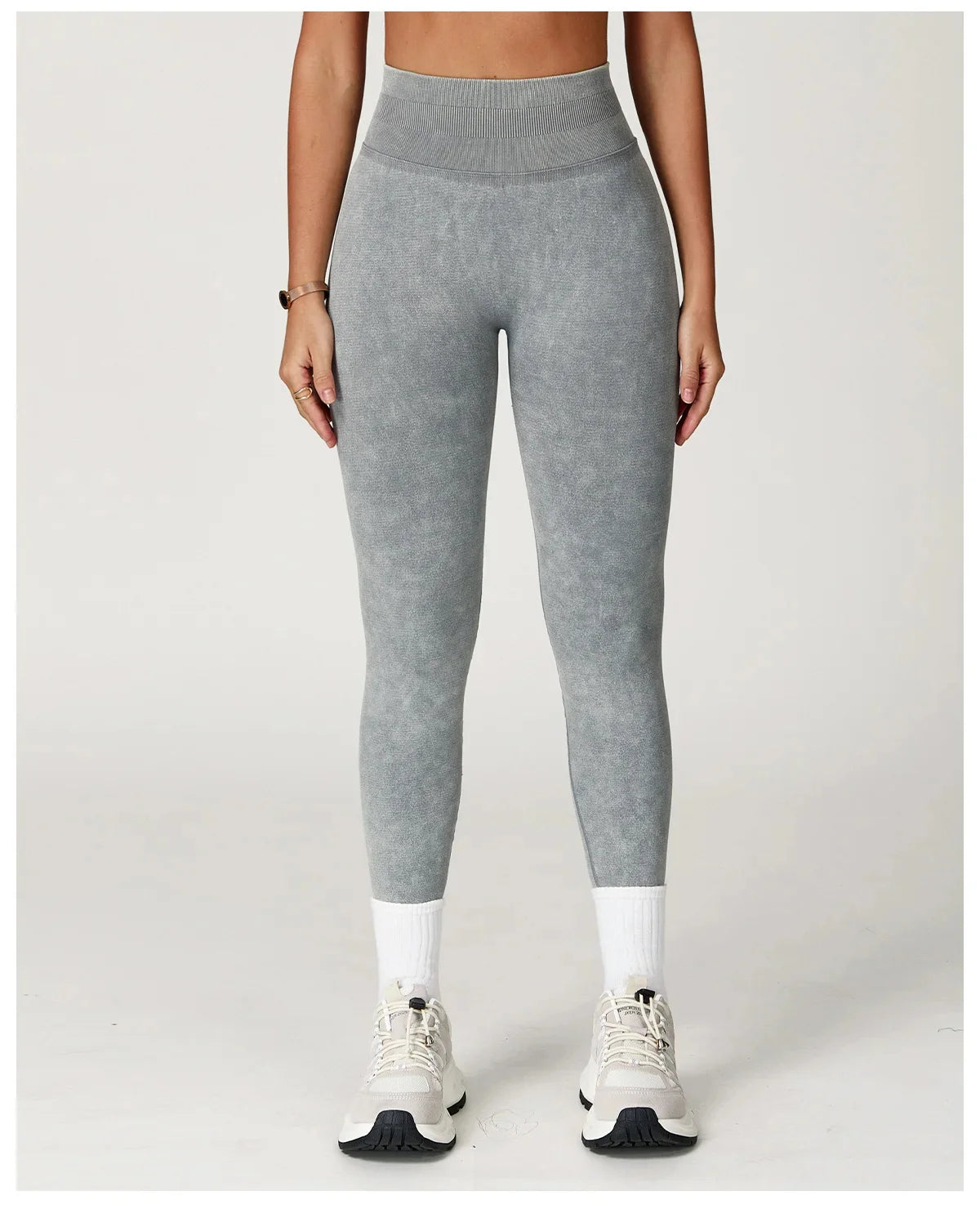Yoga Leggings Seamless Ribbed High-Waist Ankle-Length
