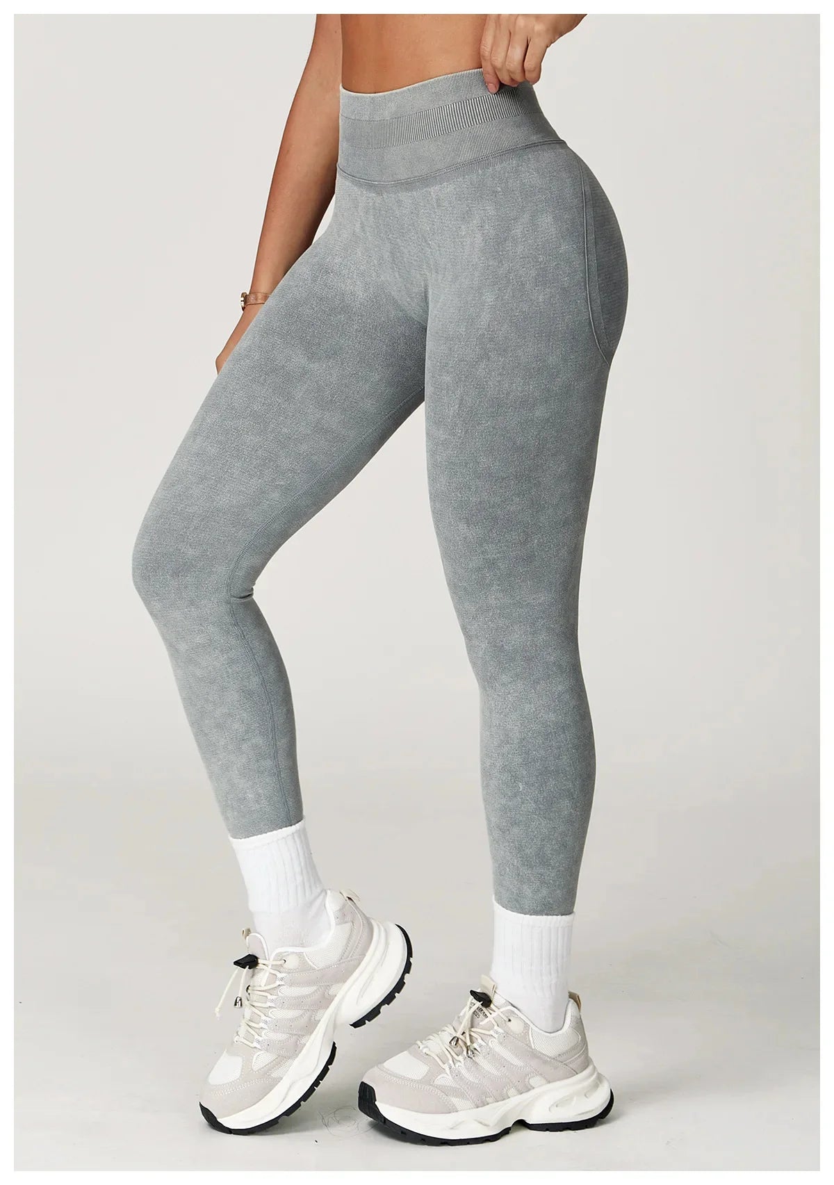 Yoga Leggings Seamless Ribbed High-Waist Ankle-Length