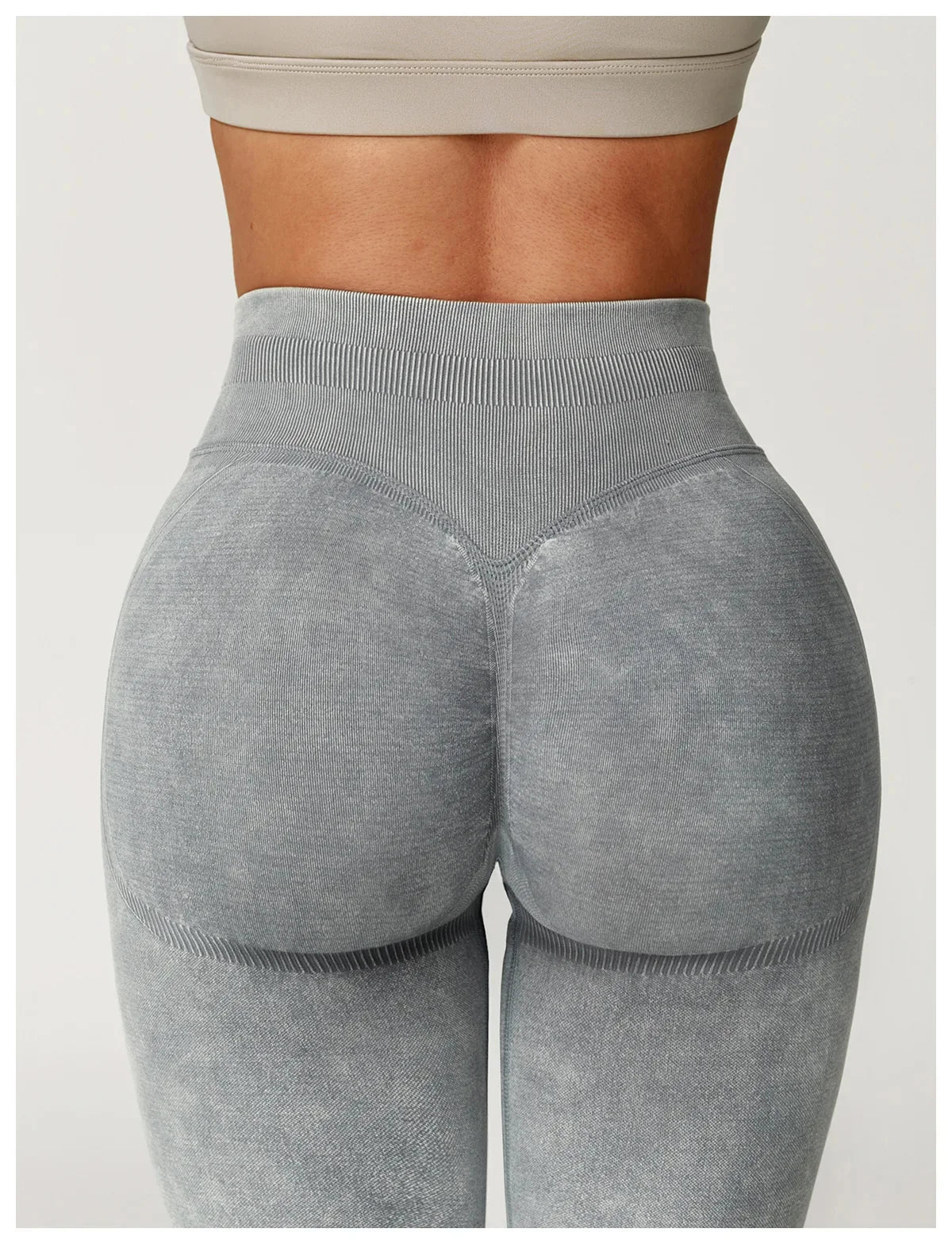 Yoga Leggings Seamless Ribbed High-Waist Ankle-Length