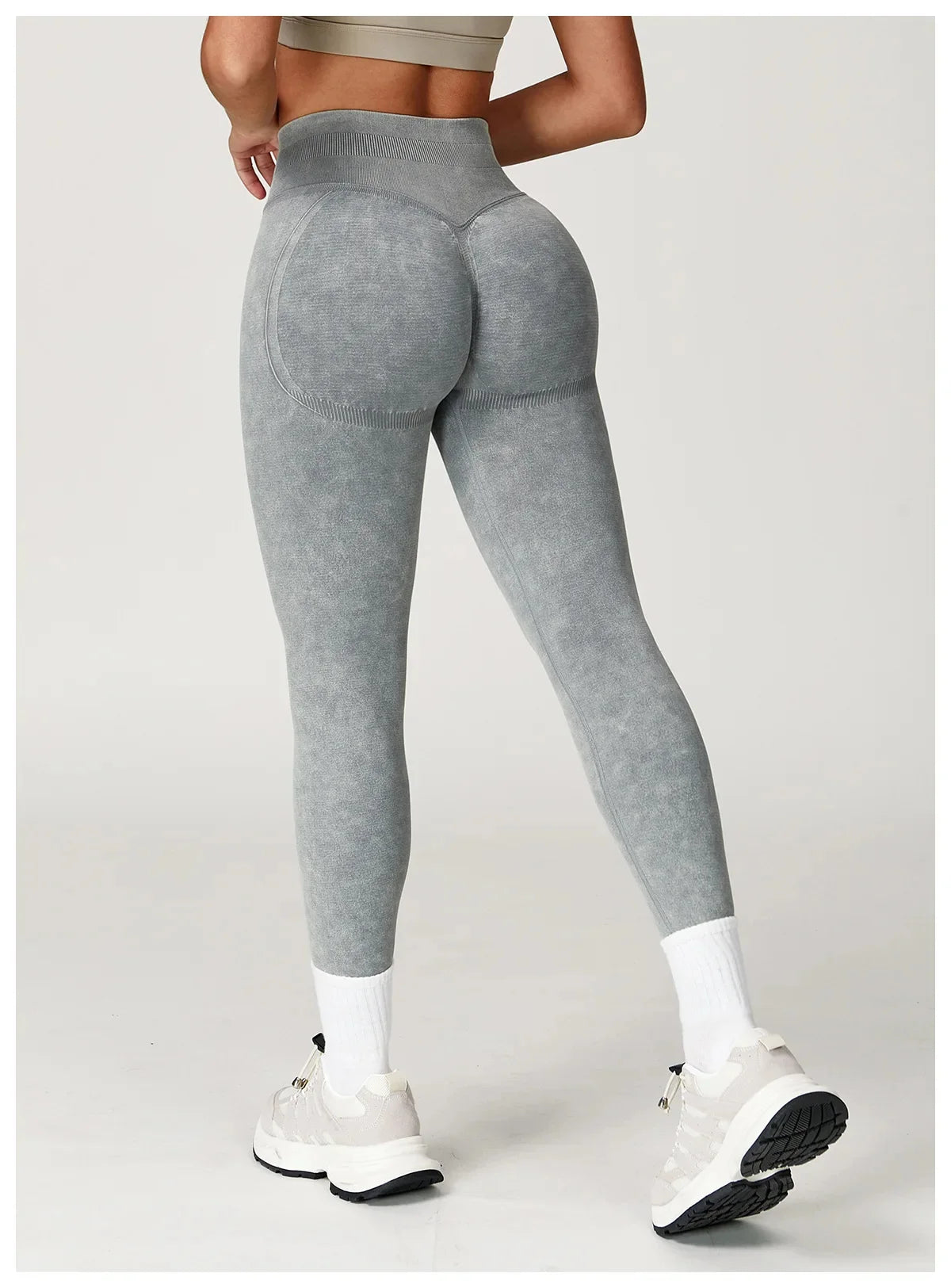 Yoga Leggings Seamless Ribbed High-Waist Ankle-Length
